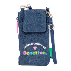 Purse Benetton Denim Mobile Bag Blue