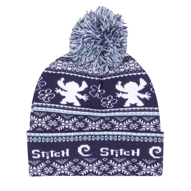 Hoed Stitch Fair Isle Pom Beanie Marineblauw