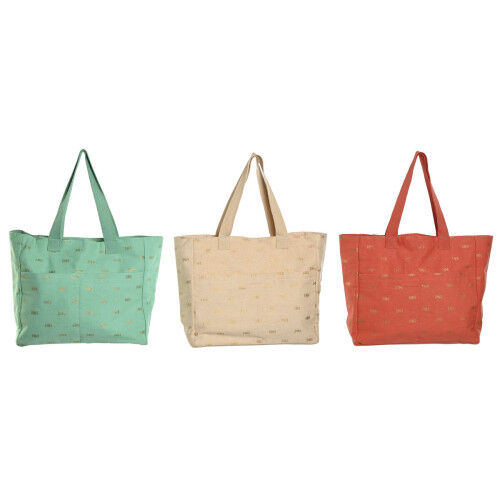 Handtas Dames Home ESPRIT Blauw Groen Beige Koraal 55 x 14 x 35 cm (3 Stuks)