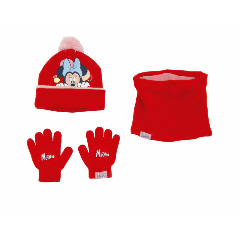 Cappello, Guanti e Scaldacollo Minnie Mouse Lucky Rosso