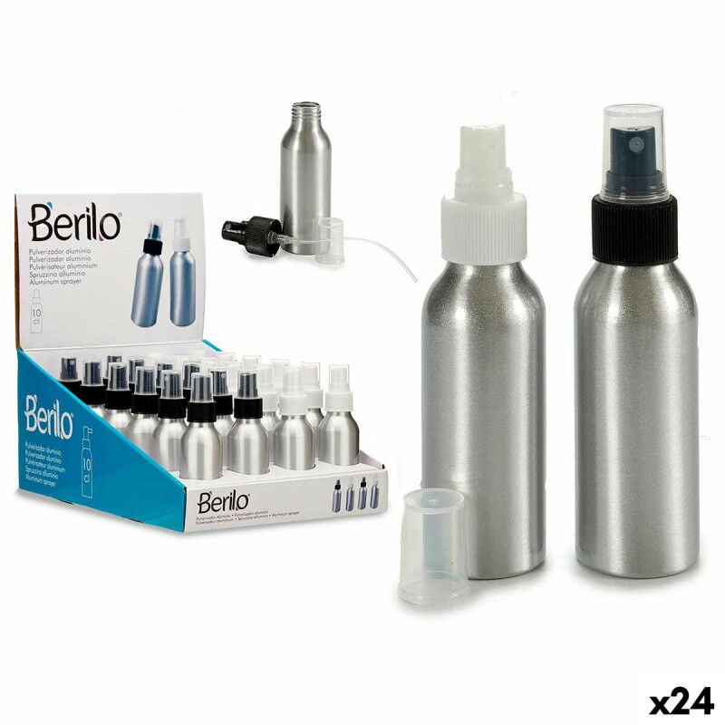 Auffüllbare Sprühflasche Berilo CH9979-2 Weiß Schwarz Durchsichtig Silberfarben Aluminium Polypropylen 100 ml (24 Stück)