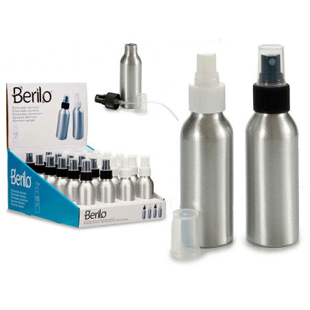 Auffüllbare Sprühflasche Berilo CH9979-2 Weiß Schwarz Durchsichtig Silberfarben Aluminium Polypropylen 100 ml (24 Stück)