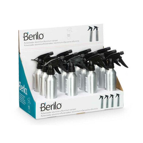 Auffüllbare Sprühflasche Berilo 37581 Schwarz Silberfarben Aluminium Polypropylen 300 ml (12 Stück)