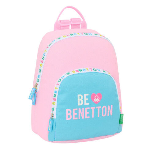 Casual Backpack Benetton Unique Pink Turquoise 25 x 30 x 13 cm